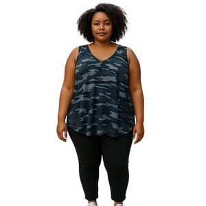 For The Republic 3X Camo Green Casual Tank Top Summer